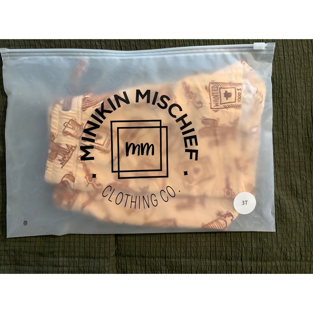 Minikin Mischief Western Cowboy Print Shorts Kids 3T Boys Girls Elastic Waist - Picture 6 of 6